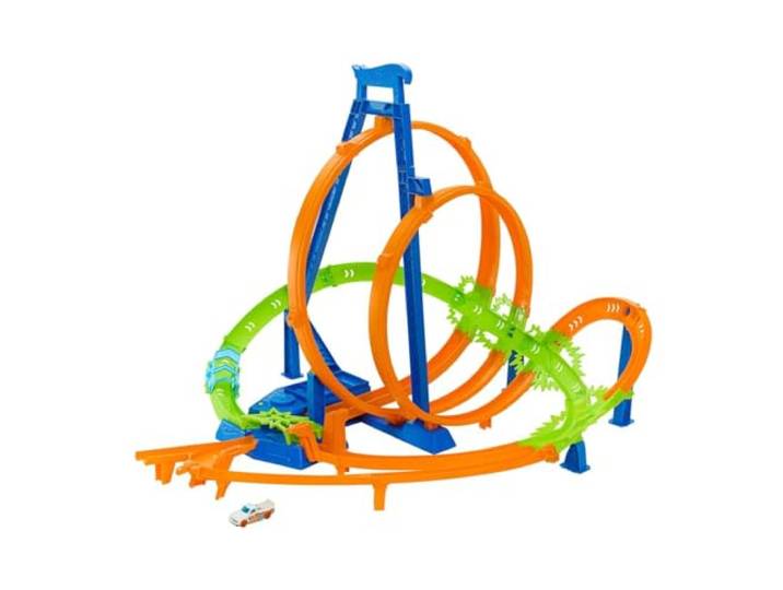 Hot Wheels Track Set mit 5 Crash-Zonen, motorisiertem Beschleuniger und 1 Auto, HNL97