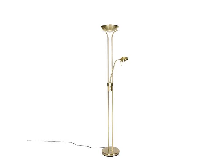 Lampadaire moderne en laiton avec liseuse avec LED Dim to Warm -
