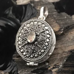 Drachensilber Citrin Medaillon aus 925 Silber Schmuck Kunst Handwerk - Silber;Gelb