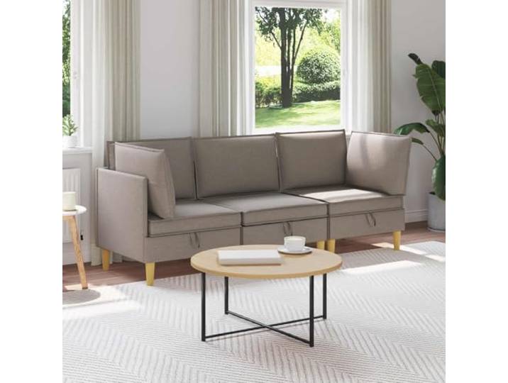 RJPLMFV Modulares Sofa, 3-teilig, Stoff, Taupe mit Stauraum Versteckte Fächer, abnehmbare Bezüge, Holz, modernes Design
