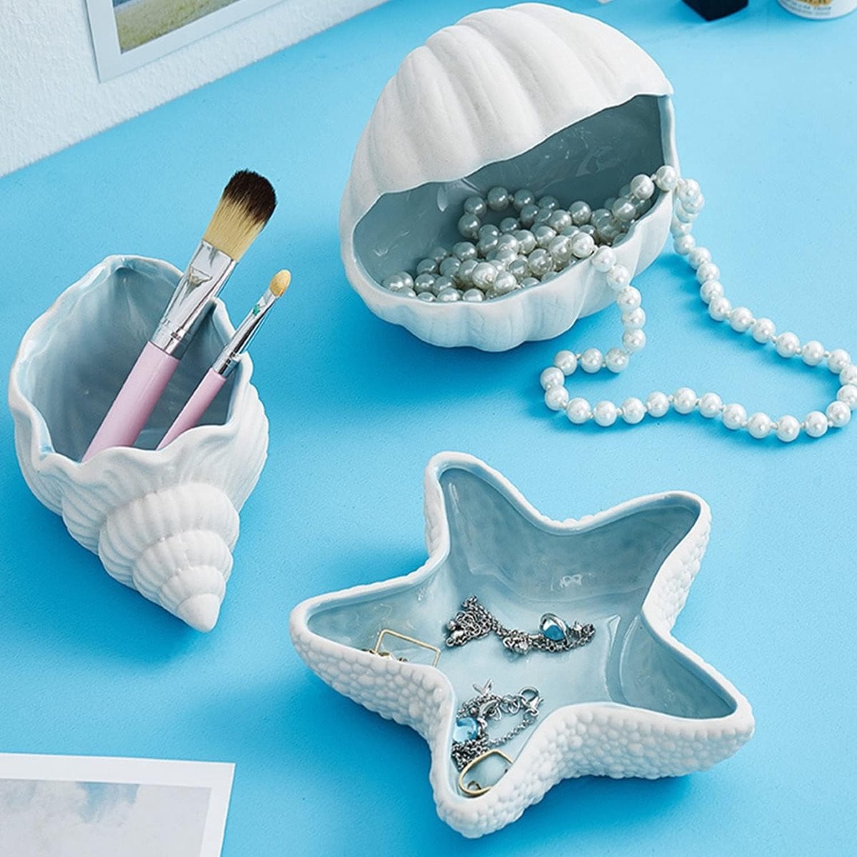 Decoratieve stervormige sieradentray van keramiek - 21 x 19 cm