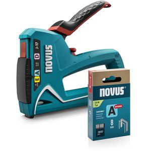 Novus-Tools Handtacker J-17, 030-0458, Set, für Klammern 6-14mm, Nägel 16mm, mit 1800 Klammern