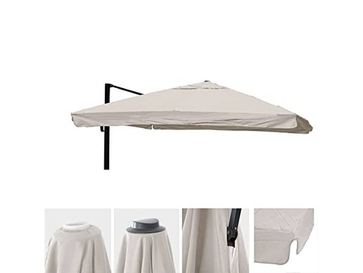 Mendler Toile pour Parasol de Luxe HWC-A96 avec Rabat 3x4m Ø5m Polyester 4kg Gris crème