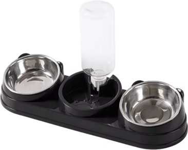 Inspire Picks 3 in 1 Triple Cat Bowl 15 Tilted Food & Water Feeding Station black