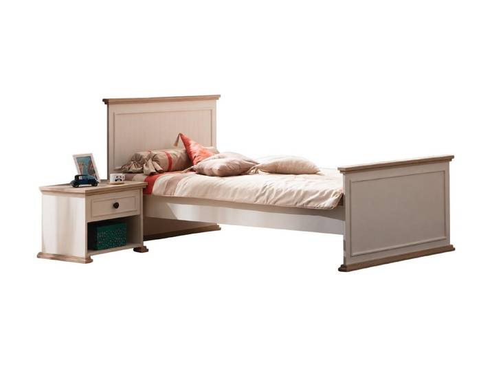 Villa Möbel Jugendzimmer-Set Soft, (Jugendzimmer-Set, 2-tlg., Bett mit Kopfteil und 1 x Nachttisch), Bett Schrank Kommode Regal mit hellem Design und Stauraum
