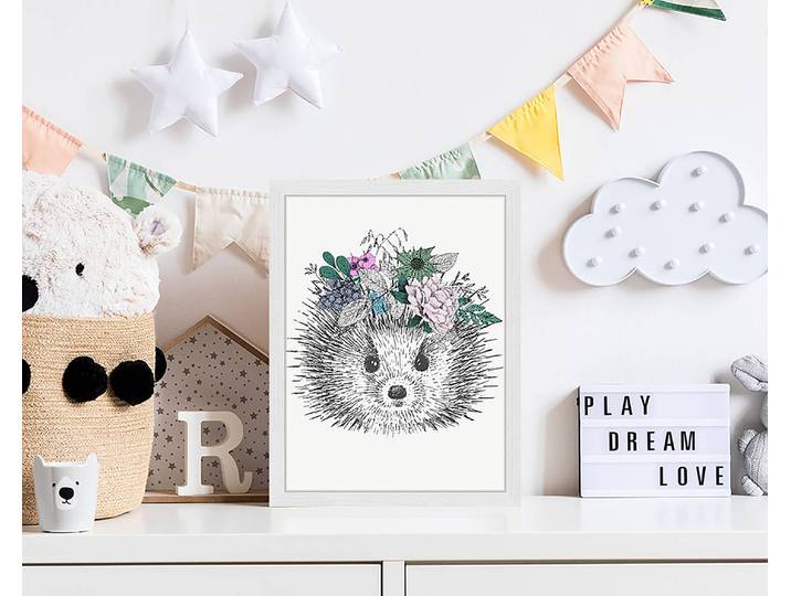 Tableau déco Hedgehog 33 x 43cm Multicolore