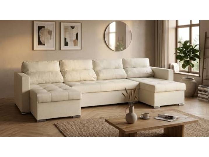Family Meble Varius Big Wohnlandschaft mit Schlaffunktion – Hellbeige – 1