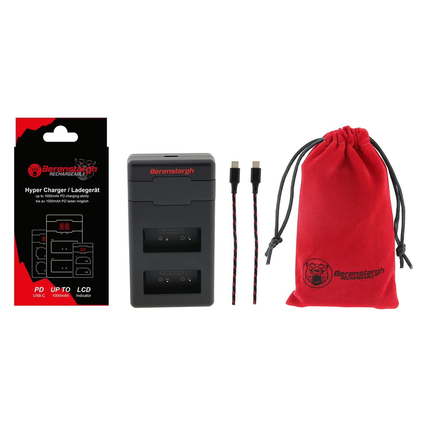 Berenstargh Hyper PD Ladegerät für Fuji NP-W126 HS30 EXR HS30EXR HS-30EXR HS33 EXR HS33EXR HS-33EXR (Kamera Akku Ladegerät) (61064096)
