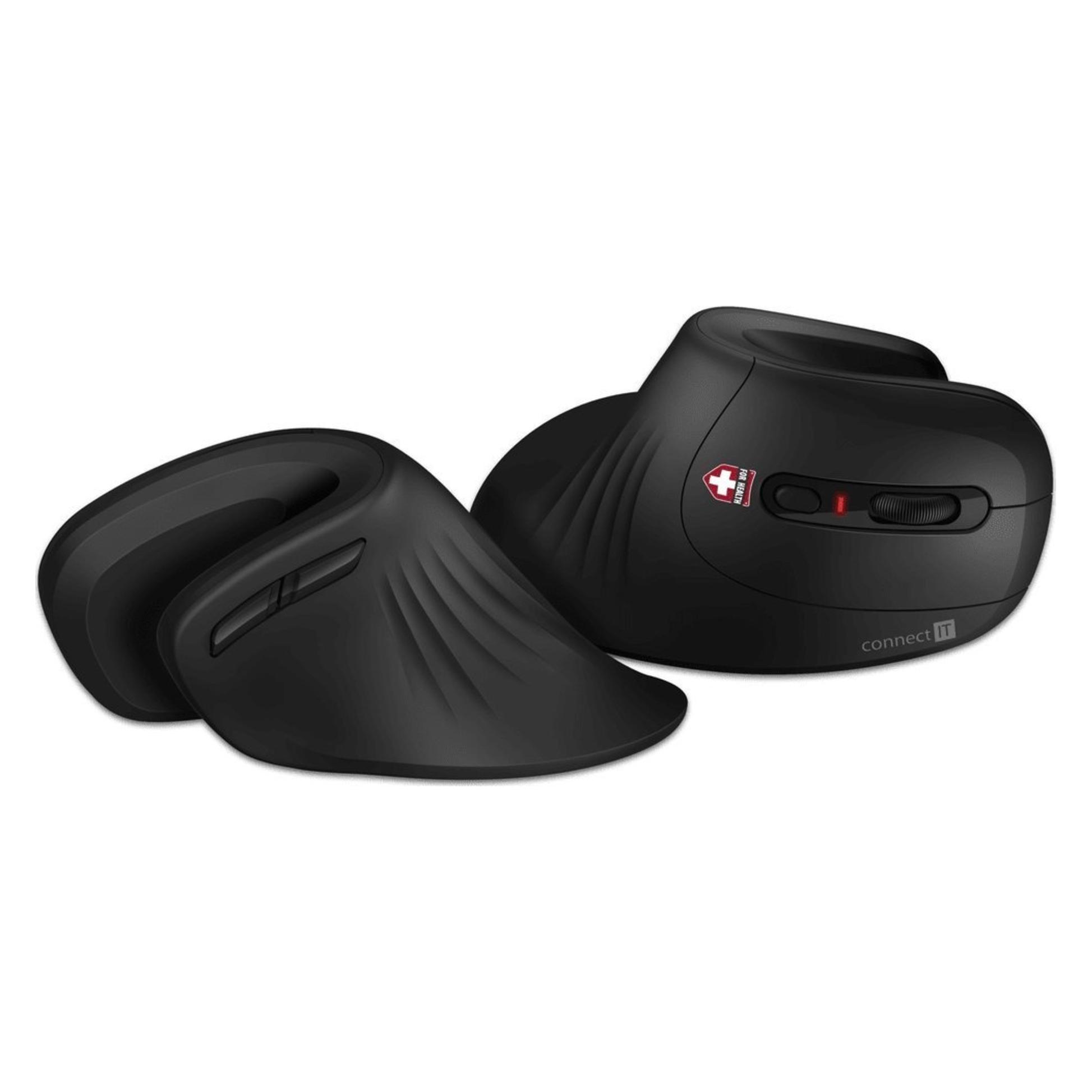 Connectit CONNECT IT FOR HEALTH ergonomische vertikale Maus (+ 1x kostenlose AA-Batterie), kabellos, schwarz (Kabellos) (CMO-2900-BK)