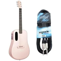 Lava Music Gitarre ME 4 36 Zoll Pink mit Kabel (Akustik Gitarre, Airsonic Kohlefaser-Verbundstoff), Gitarre, Pink