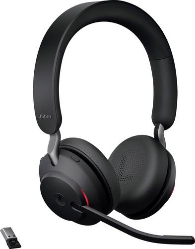 Jabra Evolve2 65 MS On Ear Headset Bluetooth Stereo Schwarz Lautstärkeregelung, Batterieladeanzeige, Mikrofon-Stummschaltung Telefon