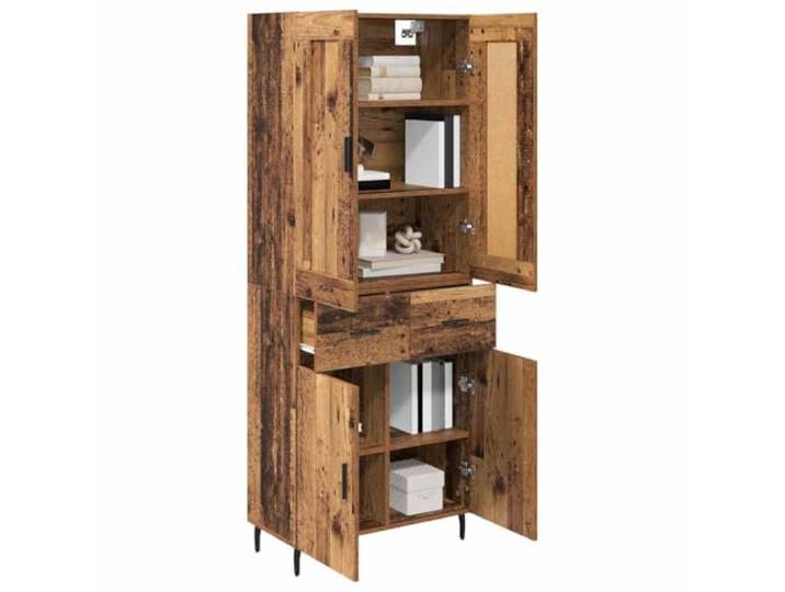 KTHLBRH Sideboard mit 2 Schubladen aus altem Holz, 69,5 x 34 x 180 cm Mehrschichtholz, Eisengriffe, rechteckiges Design, Montage erforderlich
