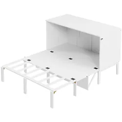 Schrankbett 140x200 Wandbett platzsparend mit Lattenrost Hochschrankbett Klappbett Möbel Holz MDF Modern Weiß