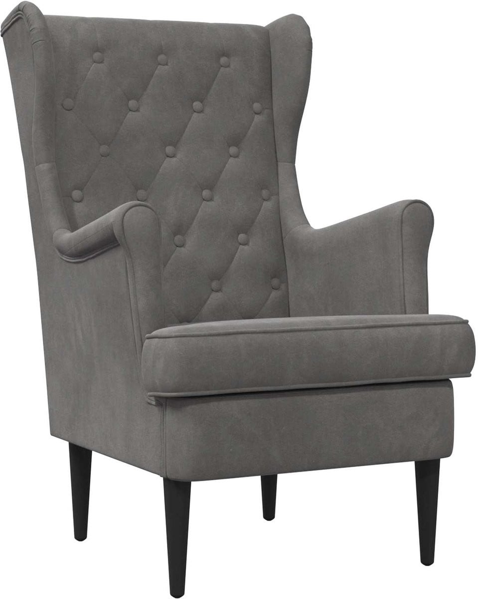 vidaXL Fauteuil Mid-Century - Donkergrijs - Fluweel