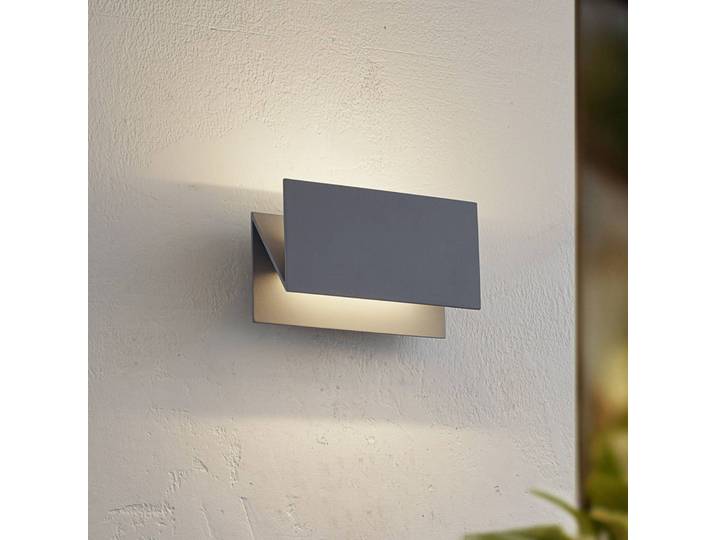 LED Aussenwandleuchte Meja Lucande, alu / grau / zink, Modern, LED Wandleuchte außen