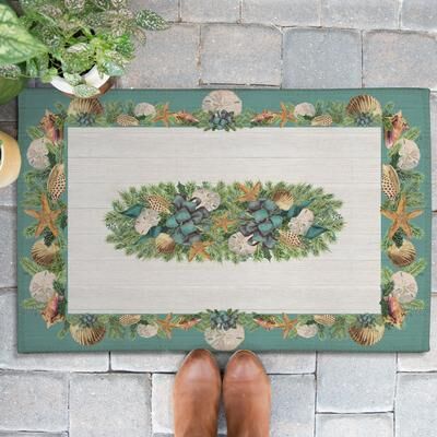 Laural Home Christmas Themed Chenille Outdoor Rug