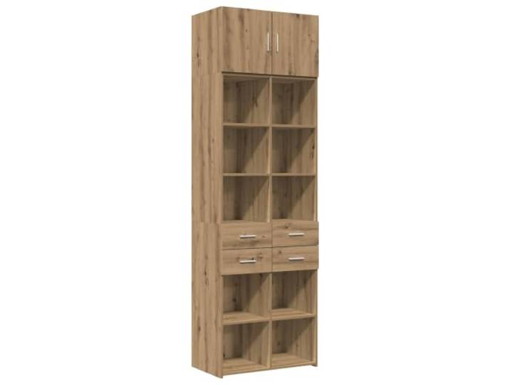 Makastle Lagerschrank mit Regalen, 70 x 42,5 x 225 cm, Artisan-Eiche, Holzwerkstoff, 4 Schubladen, Modular