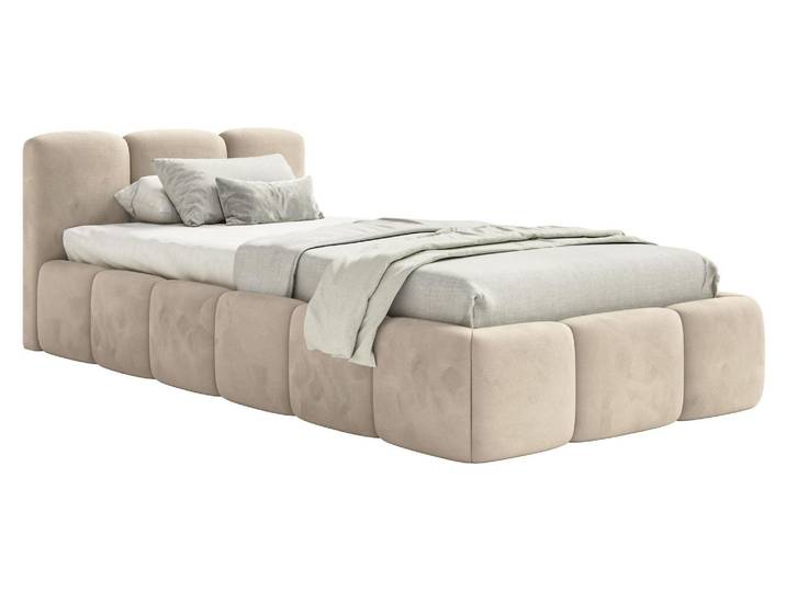 Selsey Cloudy Low – Polsterbett 90x200 cm, Samt Hellbeige
