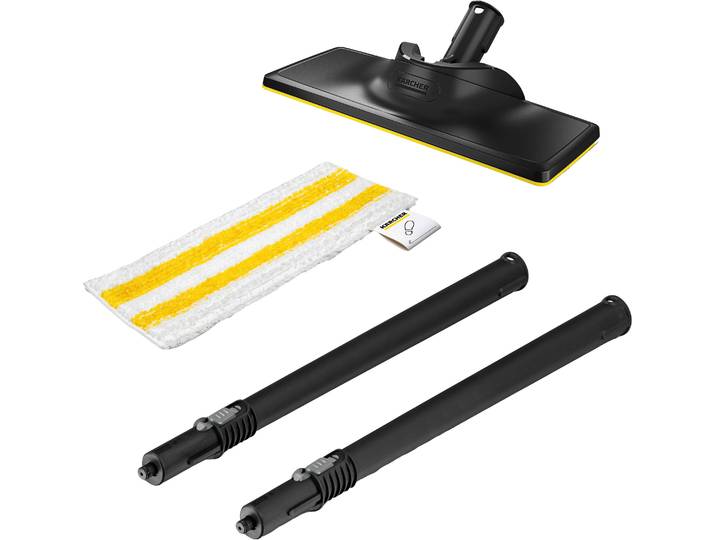 Bodenwischer-Set KÄRCHER Bodenreinigungsset SC1 Multi , schwarz-weiß (weiß, schwarz), Kunststoff, Microfaser, Reinigungs-Sets, Bodenwischer-Set, vom Handdampfreiniger zum Mopp in wenigen Sekunden