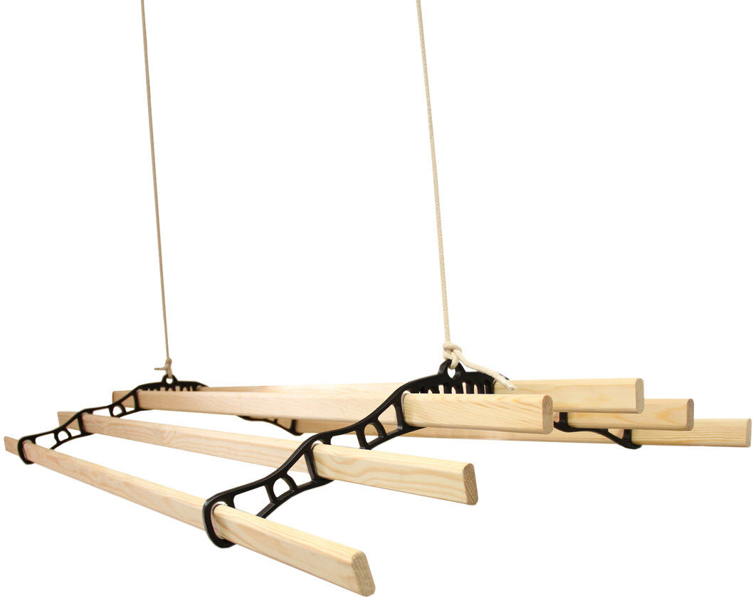 Rebrilliant Wall-Mounted Drying Rack Light Wood/Black 14cm H x 140cm x 56cm D