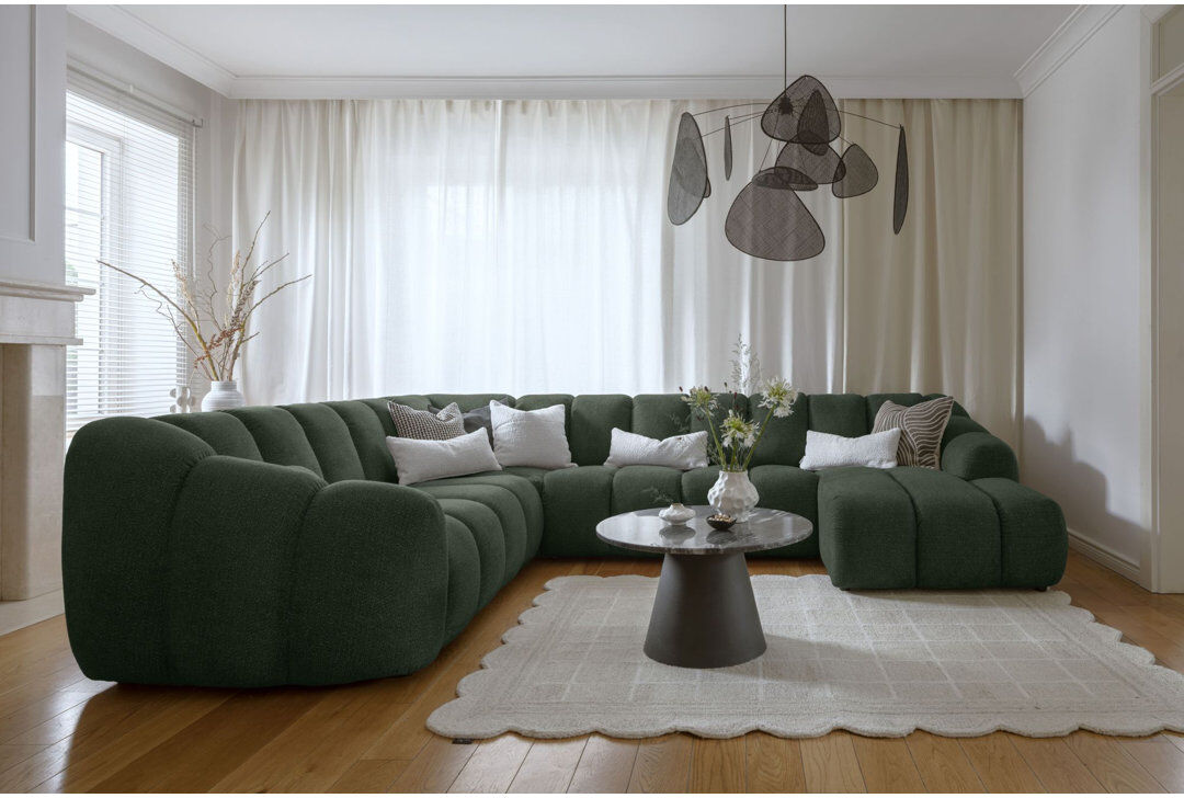 MiuForm Shell 8 Seater Corner Sofa Green 75cm H X 330cm W X 265cm D