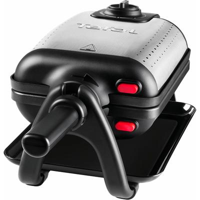 TEFAL Waffeleisen "WM756D Kingsize", schwarz (edelstahlfarben, schwarz), B:25cm H:25cm T:41,5cm, Waffeleisen, für 2 belgische Waffeln, mit Dreh-Funktion, antihaftbeschichtet