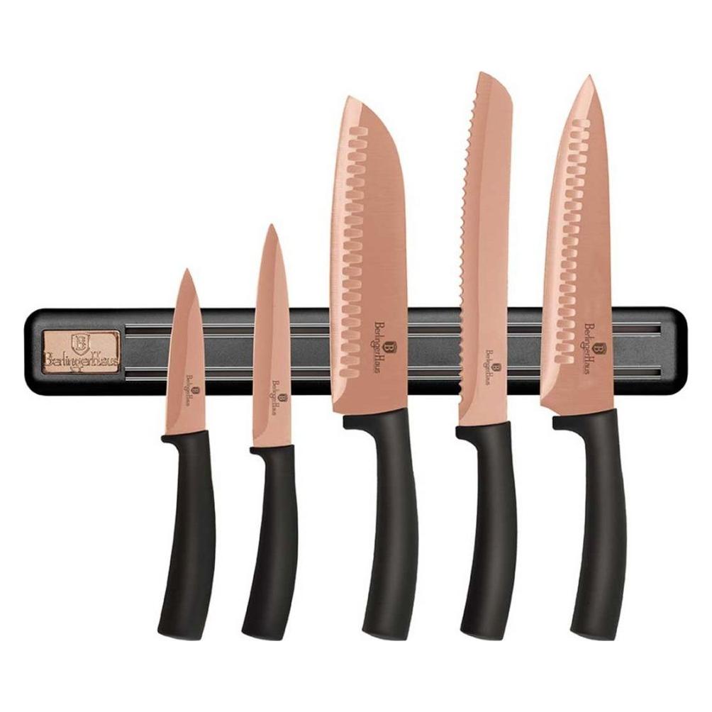 BerlingerHaus Set of 5 knives with magnetic strip BH-2614 ROSE GOLD (20 cm, 5x) (KNFF2225)