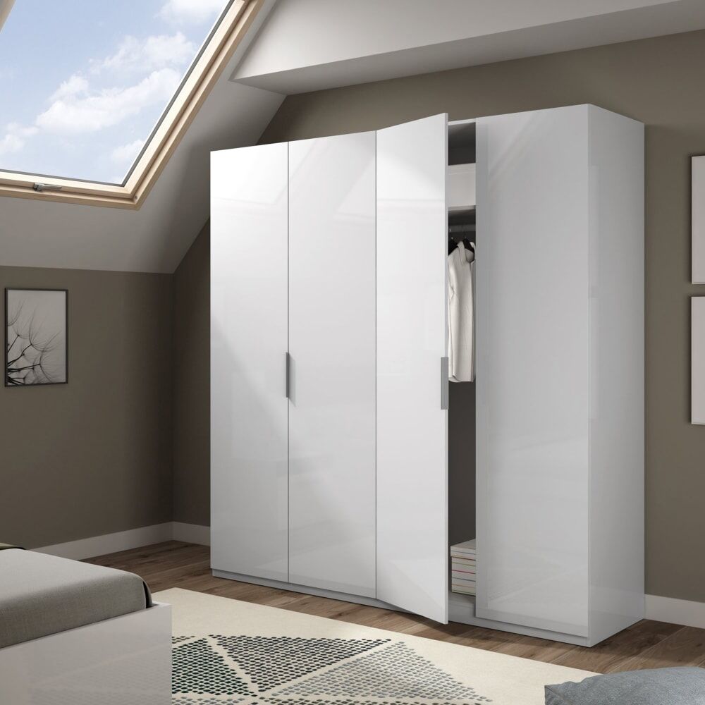 Dmora Grande Armoire effet bois blanc 180x52 cm Blanc 180x200x52cm