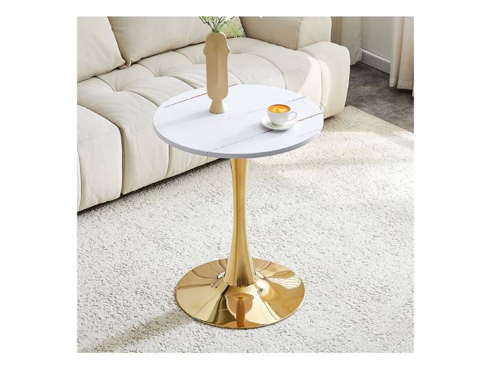 OKWISH Couchtisch Kaffeetisch Wohnzimmertisch (Moderner runder Tisch 60 cm MDF Beistelltisch), hochwertige Thermoform-Oberfläche mit natürlicher Holzstruktur