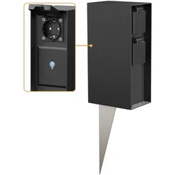 ledscom.de Garten-Steckdosensäule POMI mit Erdspieß für außen, IP44, Smart Home, WLAN, Alexa, 3-fach, schwarz, eckig, 23cm