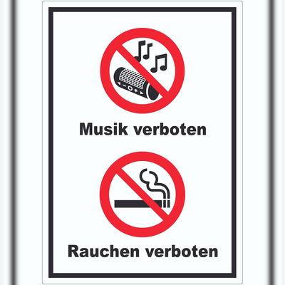 HB-Druck Aufkleber Musik und Rauchen verboten A3 (297x420mm)