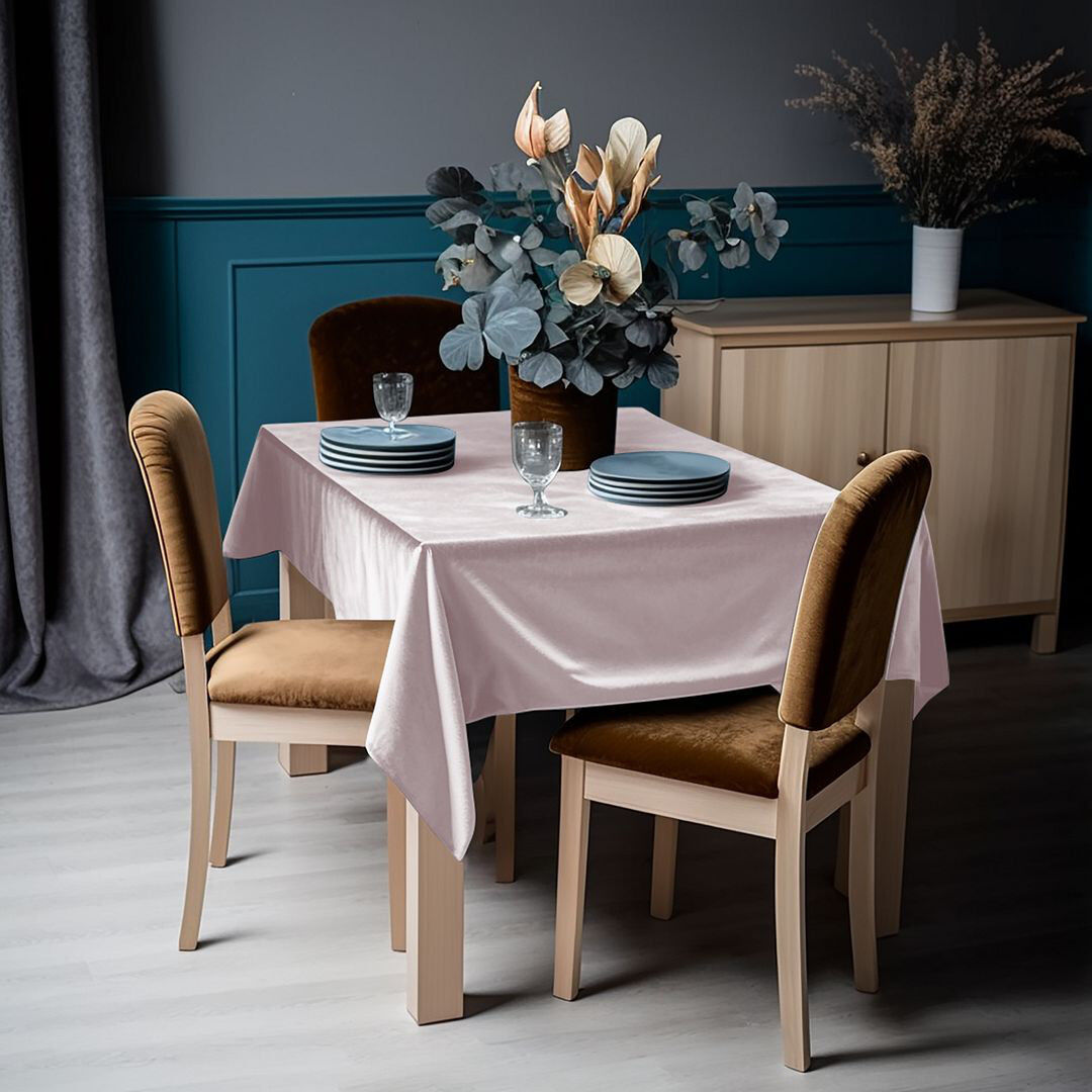 Lilijan Home & Curtain Matte Velvet Square Tablecloth Lemonade 132cm W x 213cm L