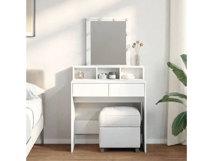SALE 2025 Coiffeuse meuble moderne à femmes - Coiffeuse avec LED - blanc 80x41x144 5 cm 29 Kg 5988