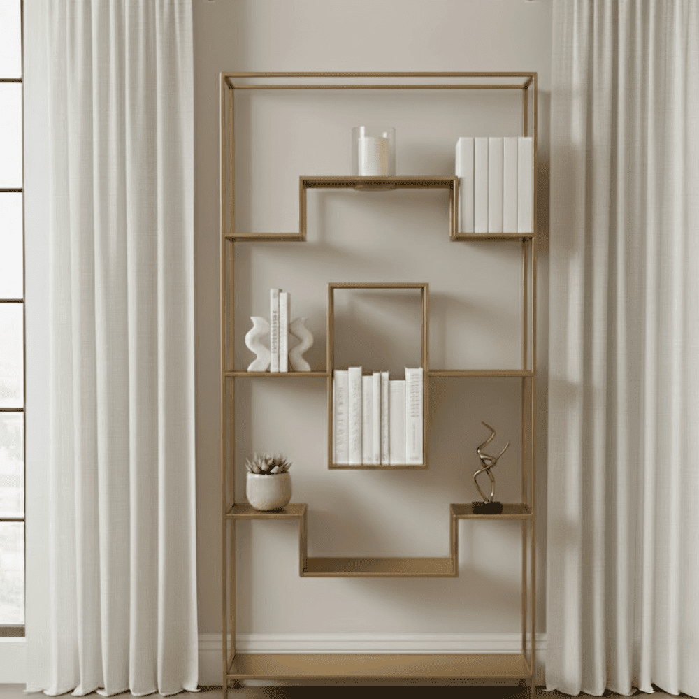Ayesha Antique Brass Decorative Shelving Unit