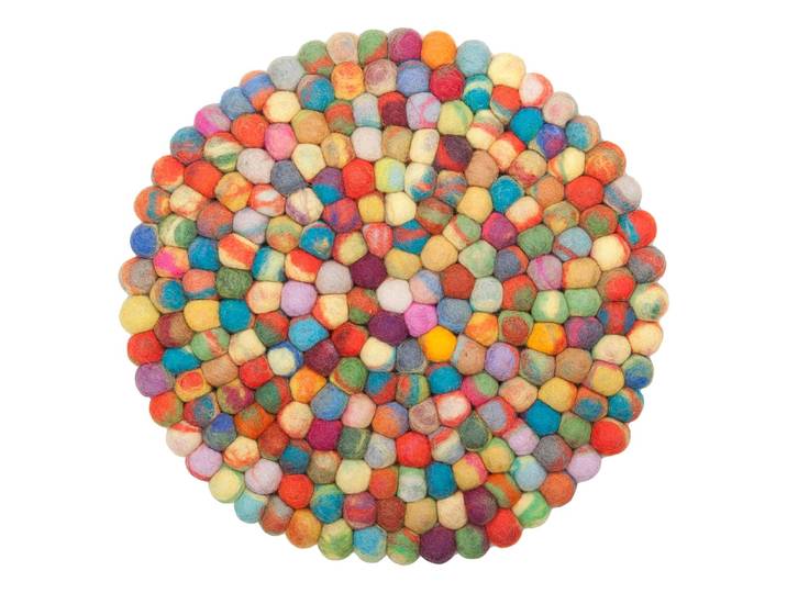 Tapis en feutre Ballo Round Multicolore/Multicolore Ø 190 cm Laine/Feutre