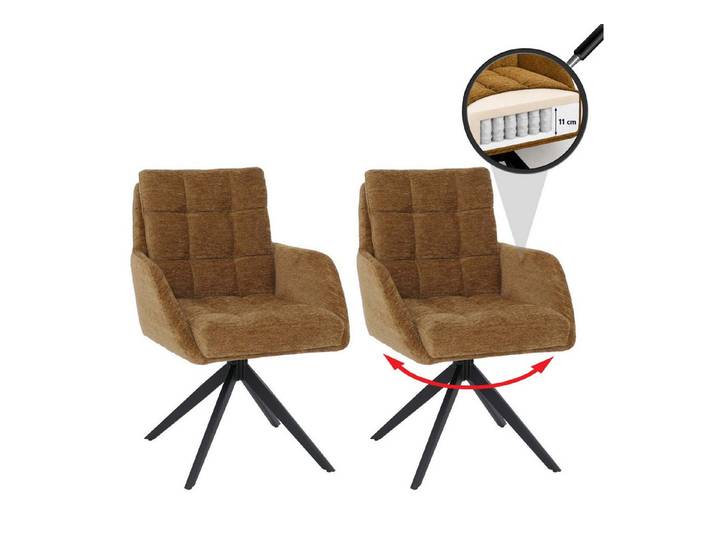 MCW Esszimmerstuhl MCW-Q36 (Set, 2 St), Flexible 360°-Drehfunktion, Integrierte Auto-Return-Funktion