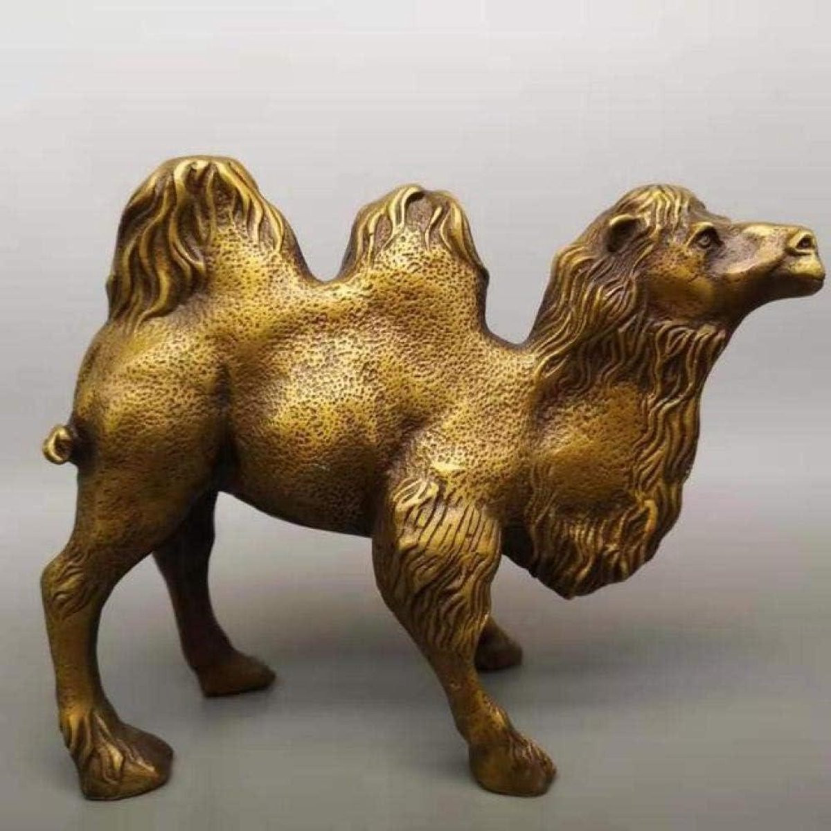 Handgemaakt Koperen Camel Beeld - Koperkleurige Decoratie Figuur - 13 x 15 cm