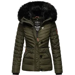 NAVAHOO Damen Winterjacke Warm gefütterte Steppjacke mit Kunstfell-Kapuze Wisteriaa