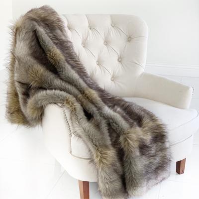 Plutus Brands Plutus Gray Wolverine Pelage Plush Handmade Luxury Faux Fur Throw