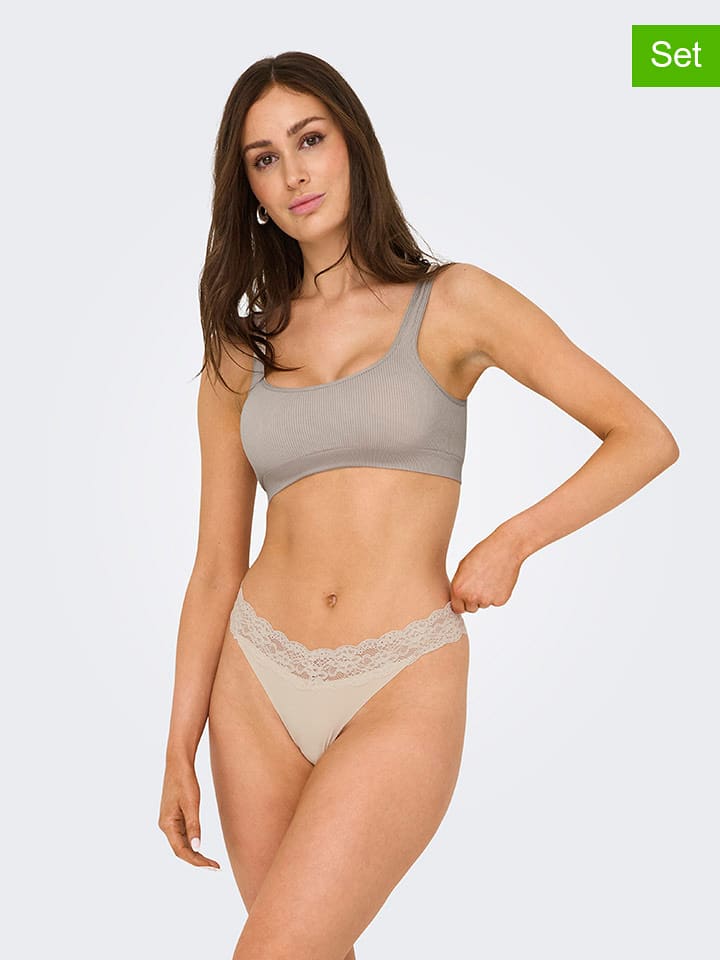 ONLY 3er-Set: Strings in Beige - XS