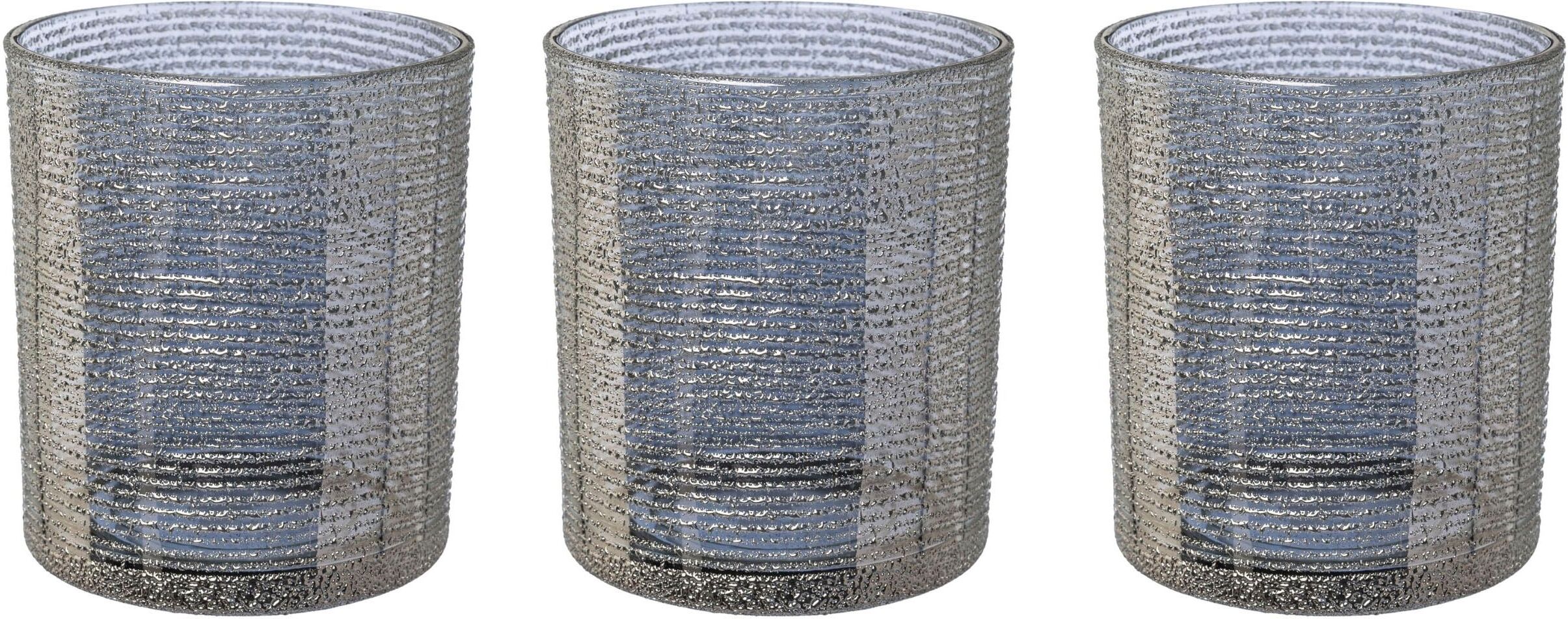 Teelichthalter "Kerzenhalter Ayva", grau, H:10cm Ø:9cm, Glas, LEGER HOME BY LENA GERCKE, Kerzenhalter, Teelichthalter, aus Glas, mit edler Oberflächenstruktur grau B/H/T: 10cm