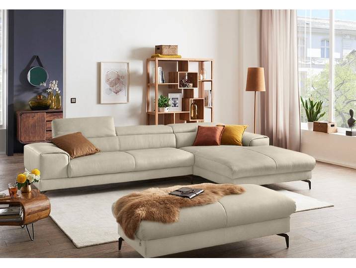 Ecksofa, Grau, 343x193 cm, Longlife Xtra-Leder, Kopfteilverstellung, Modern, W.SCHILLIG