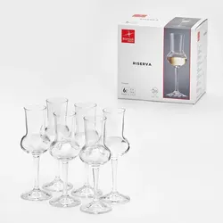 Van Well Grappakelche Riserva 6er-Set, transparentes Glas, 8 cl, geeichte Markierung bei 2 cl