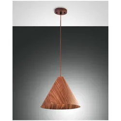 Fabas Luce Esino Pendelleuchte E27 1x40W Metall und Echtholz Walnussfarben 3630-45-130