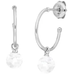 LEAF - OHRRINGE - CREOLE - flying gem, bergkristall, silver