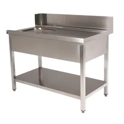 GastroHero Zulauftisch PROFI 1000x700 rechts Edelstahl für Haubenspülmaschine ECO PROFI HYPRO mit Becken