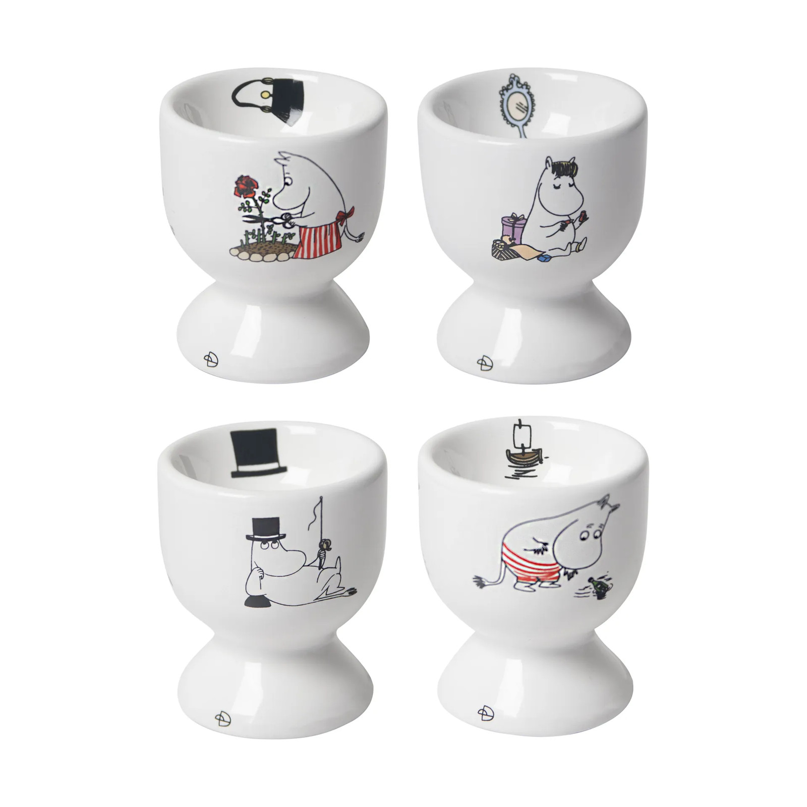 Pluto Design Mumin Joy eierdop 4 delen Wit-multi