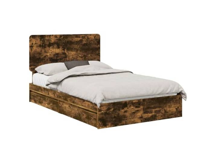 HMDNGOUT Aufbewahrungsbett Geräucherte Eiche 135 x 190 cm Holzwerkstoff mit Schubladen, modernes Bettgestell für Stadtwohnungen, robuste Konstruktion, einfache Montage, Pflegeleichte