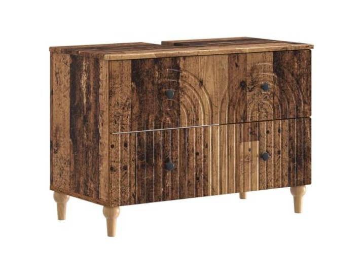 KTHLBRH ALKMAAR Badezimmerschrank-Set, 2-teilig, aus Holz Feuchtigkeitsbeständig, umkehrbare Tür, offenes Regal, schlankes Design, Montage erforderlich