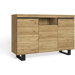 SIDEBOARD eiche/schwarz, 140/40/92cm